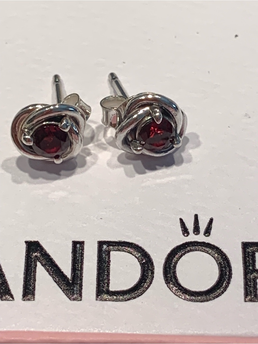 NEW Pandora January Red Eternity Circle Stud Earrings